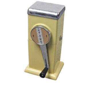 Rival Ice-O-Mat Ice Crusher Manual Hand Crank Yellow TW347 Vintage Kitchenware